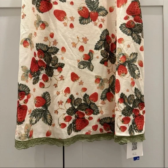 Cider Strawberry Floral Lace Trim Bow Midi Dress Fairy Cottagecore Coquette NEW! - Picture 10 of 16